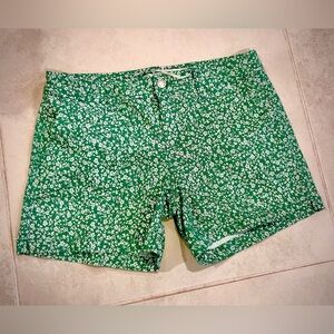 Market & Spruce green and white floral shorts